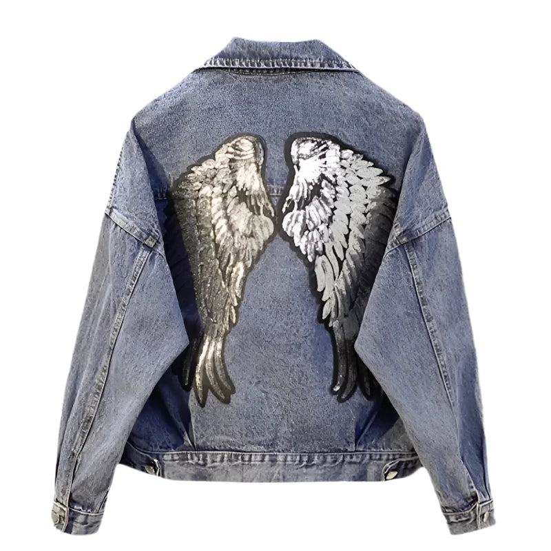 Sequined Angels Wings Jacket Denim