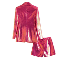 Thumbnail for Neon Pink Sequin Turn Down Neck Suit