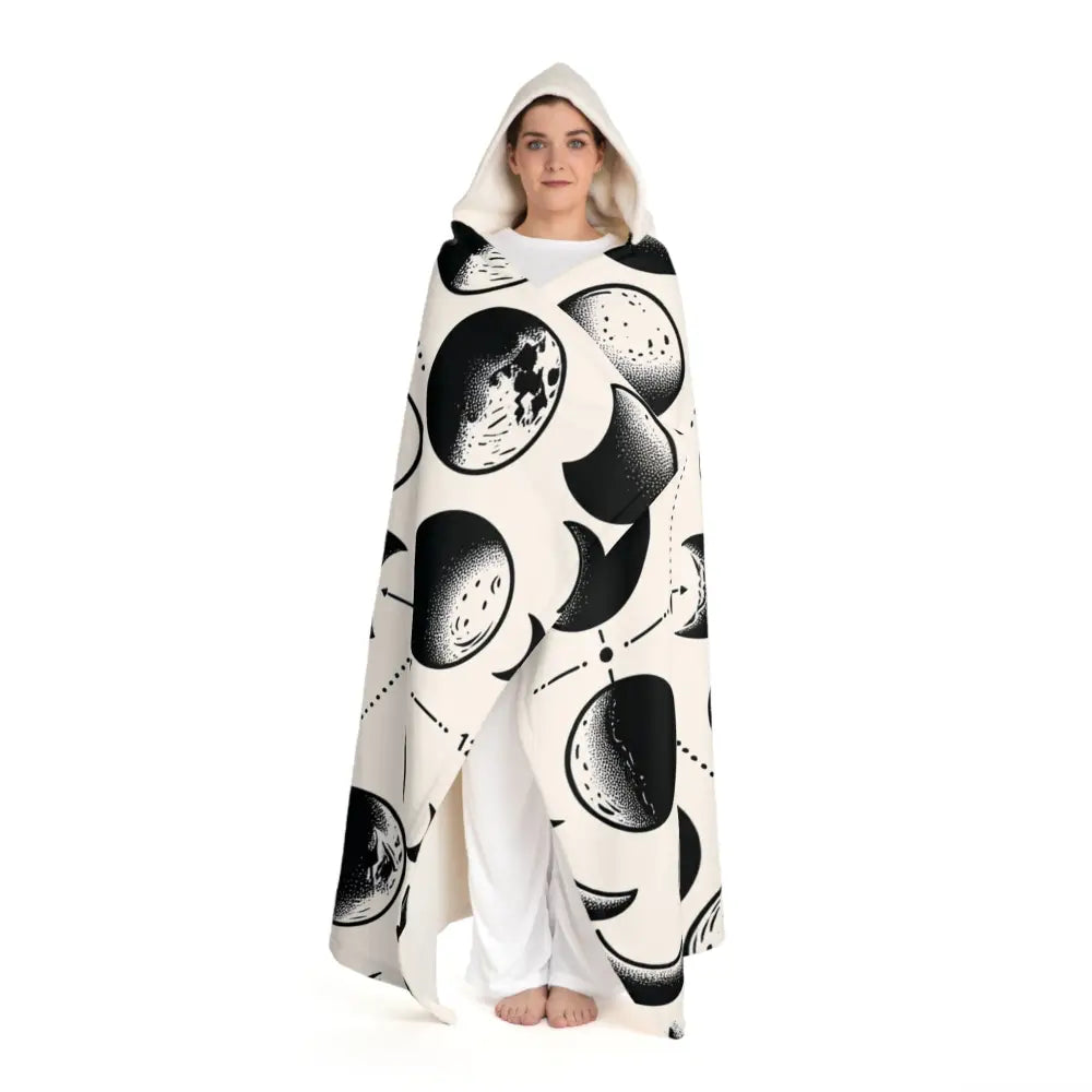 Serena Luna - Moon Phases Hooded Sherpa Blanket - One size