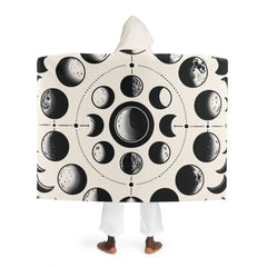 Serena Luna - Moon Phases Hooded Sherpa Blanket - One size