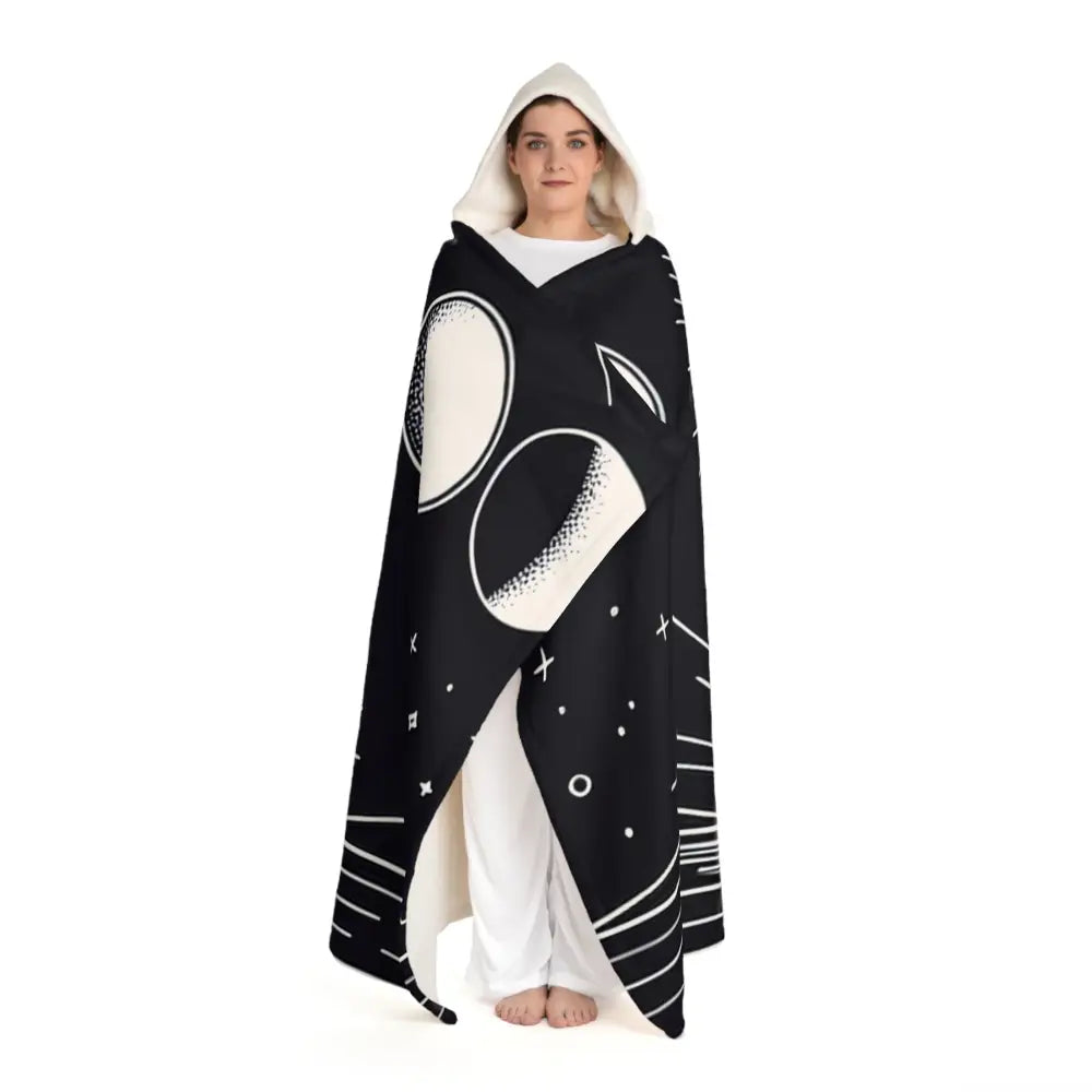 Serena Mystic - Moon Phases Hooded Sherpa Blanket
