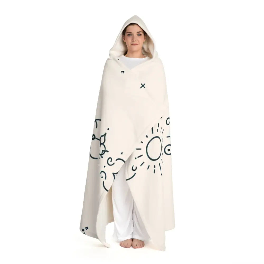 Serena Spellbound - Moon Phases Hooded Sherpa Blanket