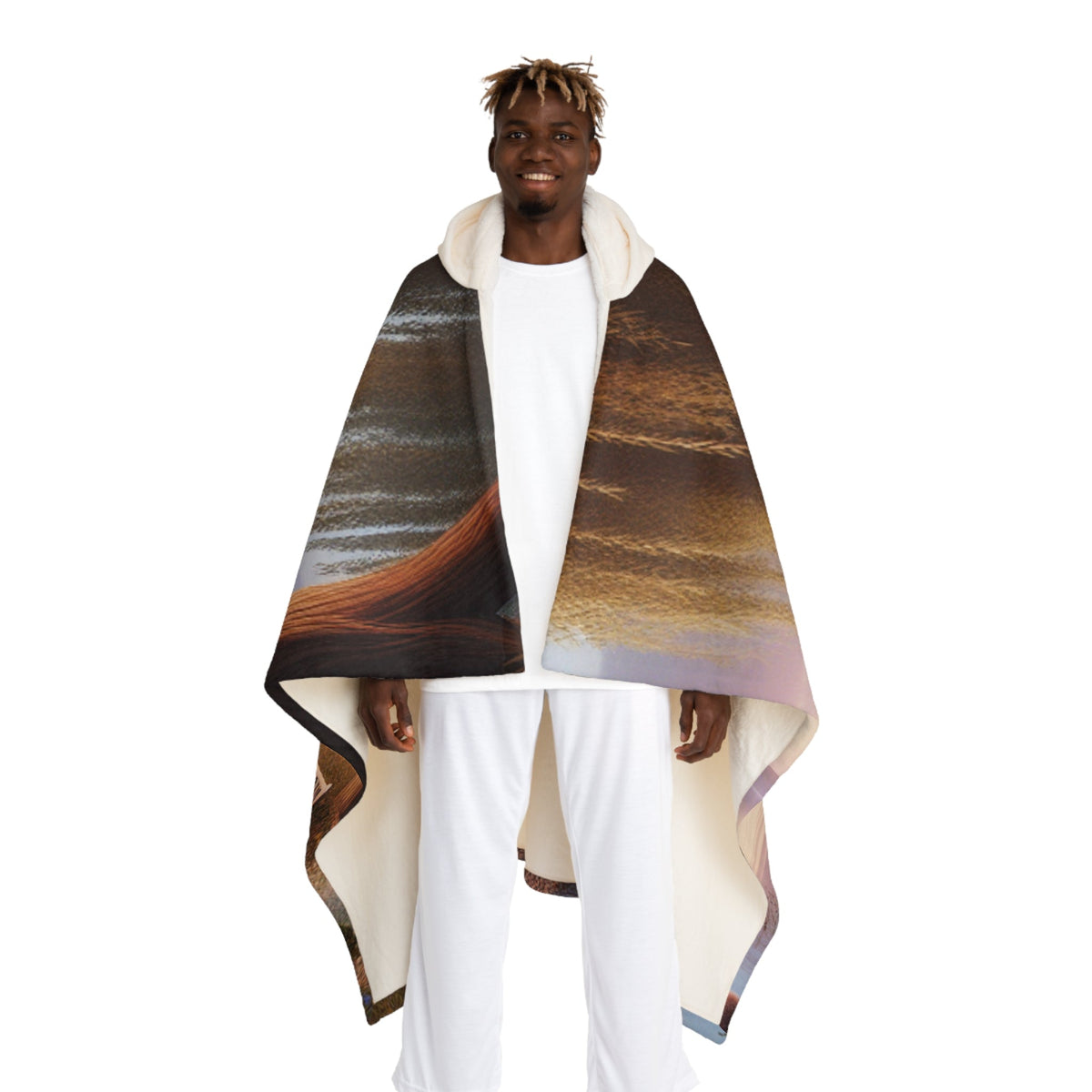 ’Serene Oasis - Meditation Hooded Sherpa Blanket’