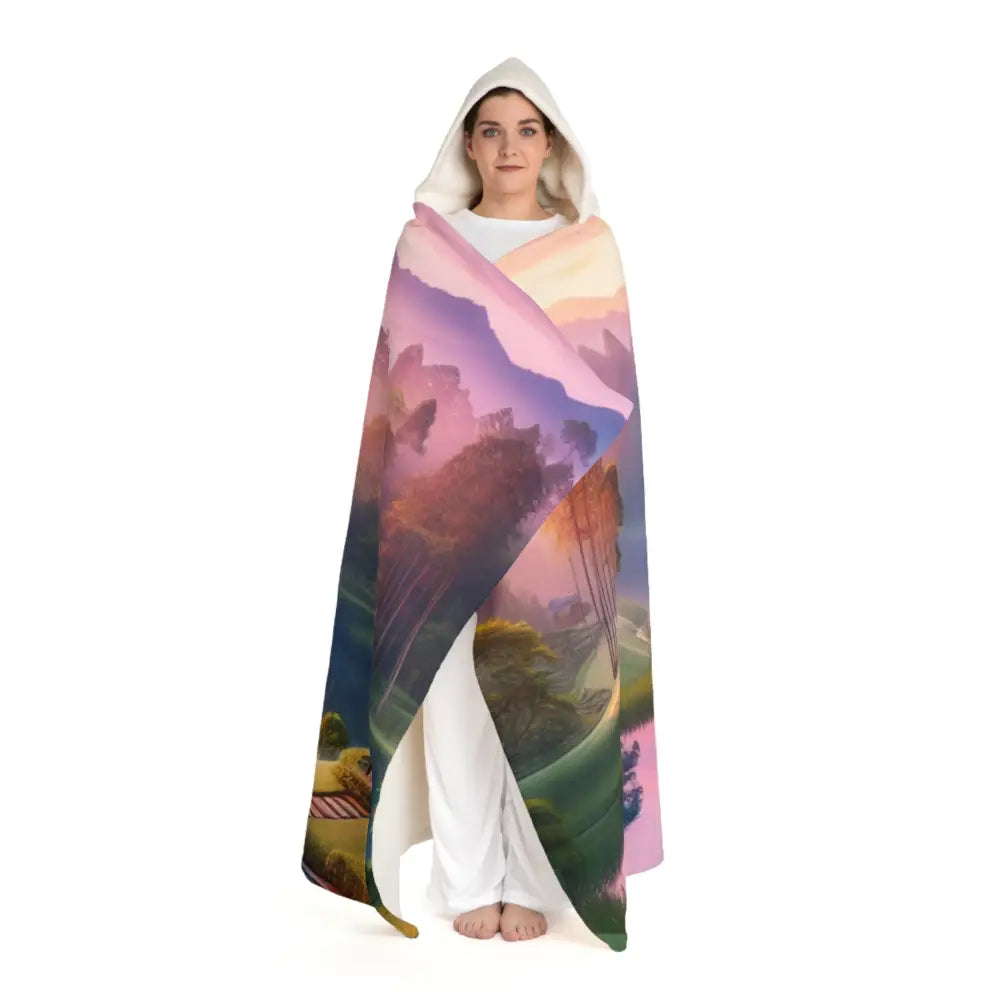 Serene Sanctuary - Meditation Hooded Sherpa Fleece Blanket