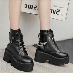 Sexy Chain PU Leather Gothic Boots