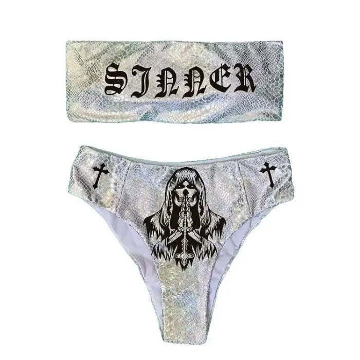 Sexy Funny Gothic Letters Pattern Bikini