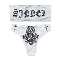 Sexy Funny Gothic Letters Pattern Bikini