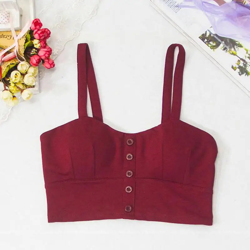 Sexy Sleeveless Slim Low Chest Crop Top