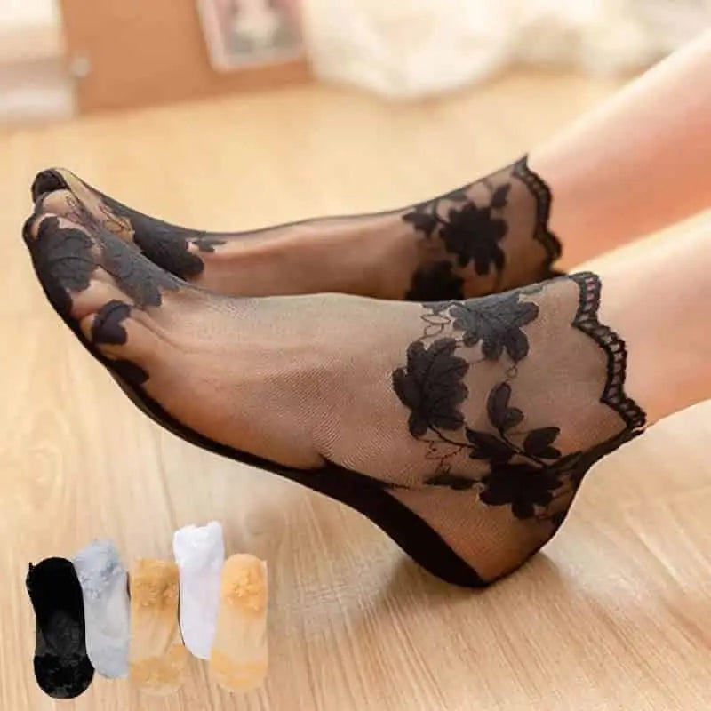 Shallow Transparent Lace Invisible Socks Non Slip Design
