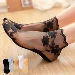 Shallow Transparent Lace Invisible Socks Non Slip Design