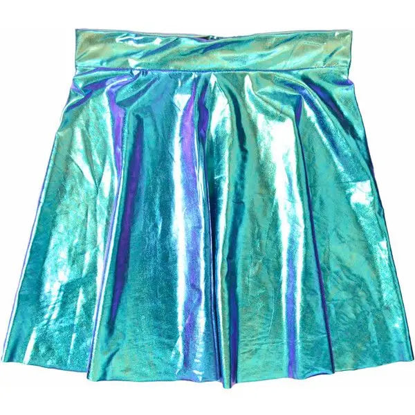 Shiny Holographic PU Leather High Waist Mini Skirt
