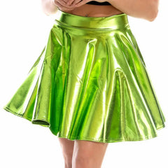 Shiny Holographic PU Leather High Waist Mini Skirt