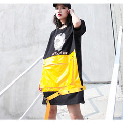 Short Sleeve Card Dress by Art Surf Black / One size