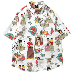 Short Sleeve Frida Kahlo Shirt for Everyday Wear White / L