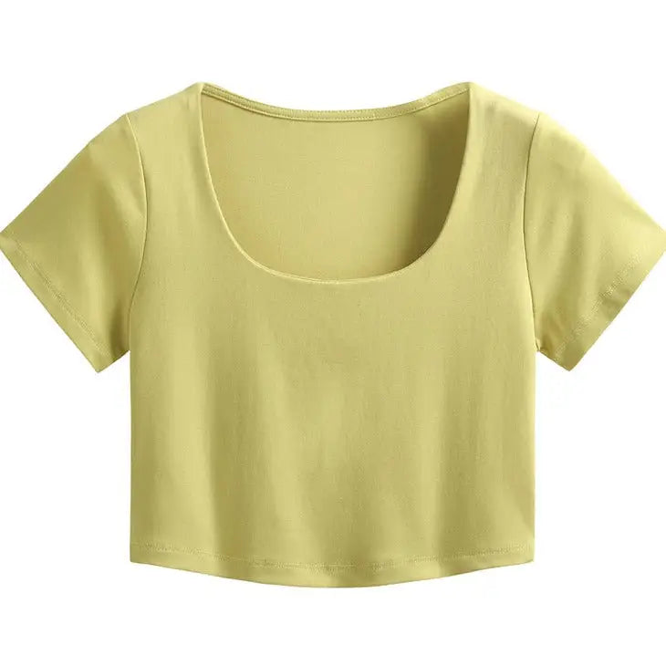 Short Sleeve Thin Knitted T-shirt - Green / One size
