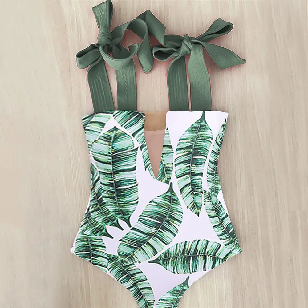 Shoulder Strappy One Piece Swimsuit
