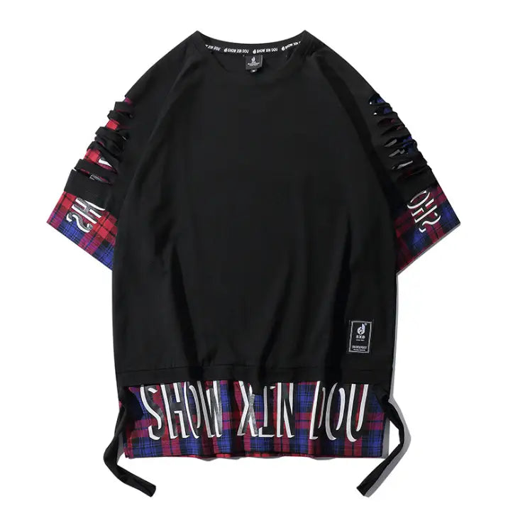 SHOW XIN DOU letters fashion T-shirt - black / M - T-Shirt