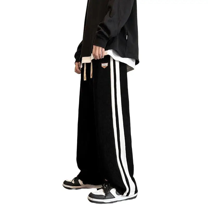 Side Stripe Wide Leg Corduroy Sweatpants