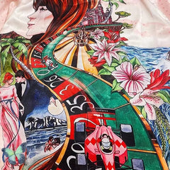 Silk Casual Shirt with Print Funny Design