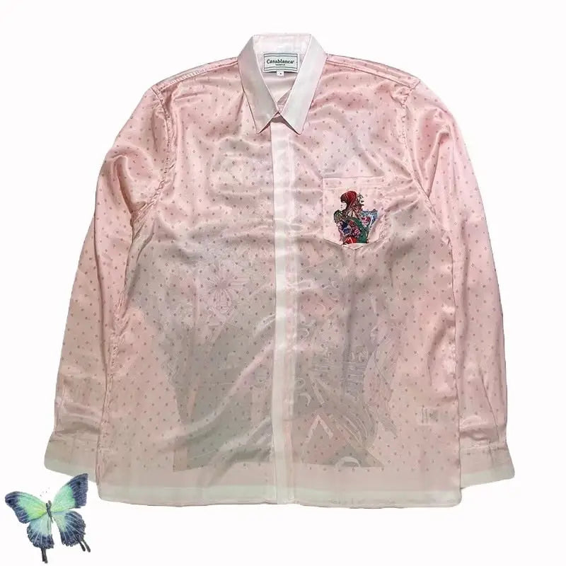 Silk Casual Shirt with Print Funny Design