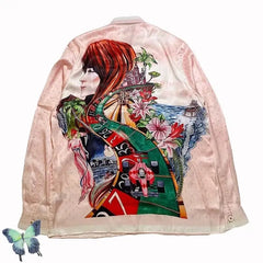 Silk Casual Shirt with Print Funny Design