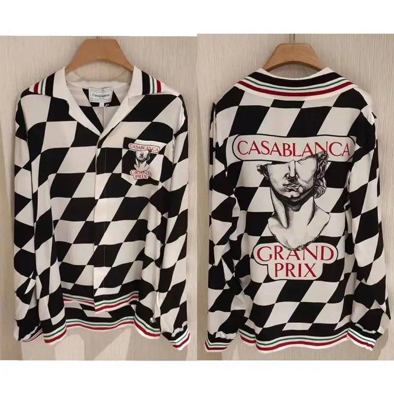 Silk Casual Shirt with Print Funny Design Black / S