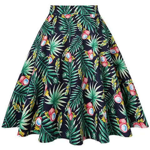 Silk Satin High Waist Flower Skirt for Women Green. / S