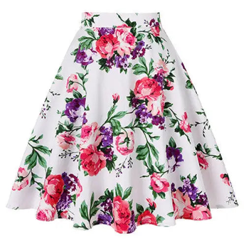 Silk Satin High Waist Flower Skirt for Women Pink / L