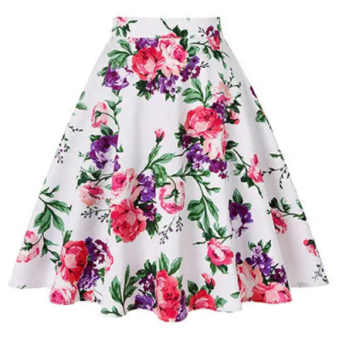 Silk Satin High Waist Flower Skirt for Women Pink / L