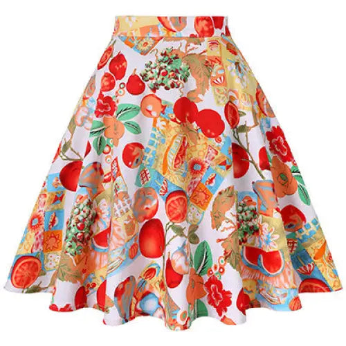 Silk Satin High Waist Flower Skirt for Women Red / M