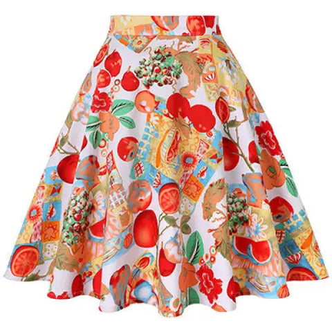 Silk Satin High Waist Flower Skirt for Women Red / M