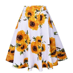 Silk Satin High Waist Flower Skirt for Women White. / L