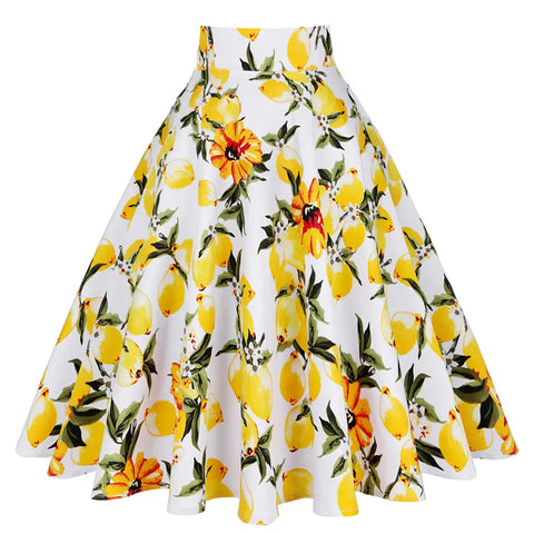 Silk Satin High Waist Flower Skirt for Women Yellow / XL