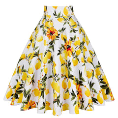 Silk Satin High Waist Flower Skirt for Women Yellow / XL