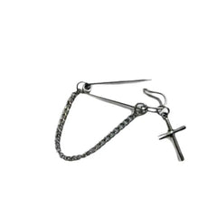 Silver Butterfly Cross Pendant Long Chain Pin Brooch