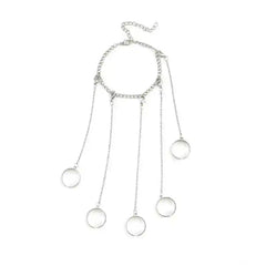 Silver Color Chain Geometric Charm Ring Bracelet Set