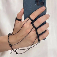 Silver Color Chain Geometric Charm Ring Bracelet Set 5