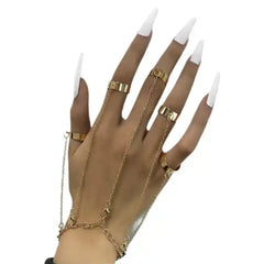 Silver Color Chain Geometric Charm Ring Bracelet Set 5