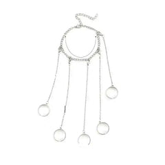 Silver Color Chain Geometric Charm Ring Bracelet Set