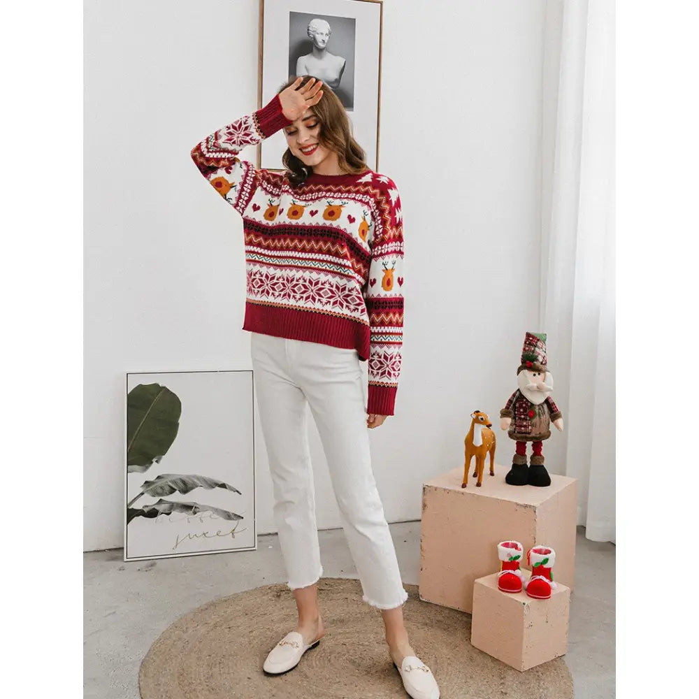 Simple Reindeer Christmas Knitted Sweater