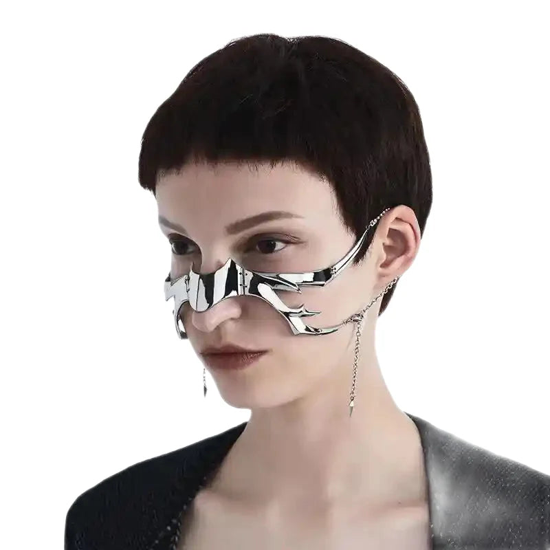Simple Three-Dimensional Cyberpunk Nose Chain Silver