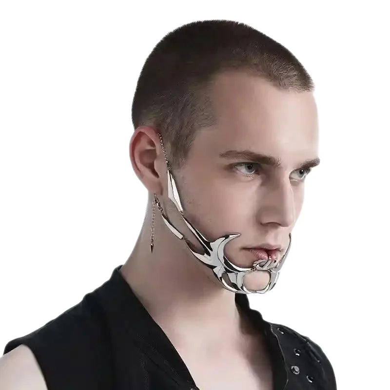Simple Three-Dimensional Cyberpunk Nose Chain Silver Chin