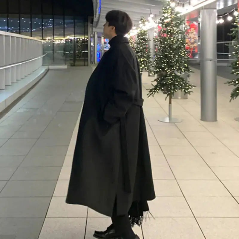 Single Breasted Long Sleeve Long Coat