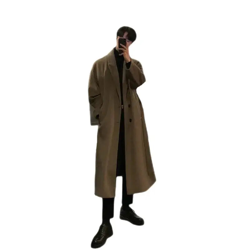 Single Breasted Long Sleeve Long Coat