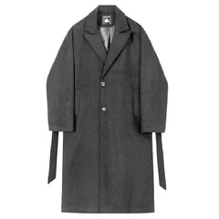 Single Breasted Long Sleeve Long Coat