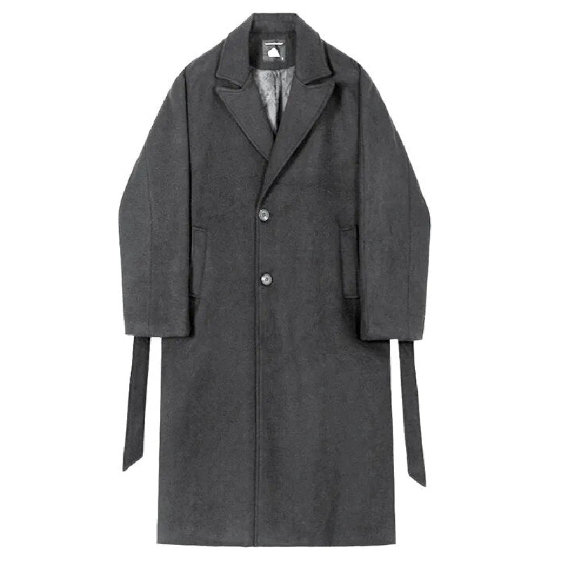 Single Breasted Long Sleeve Coat - Grey / M