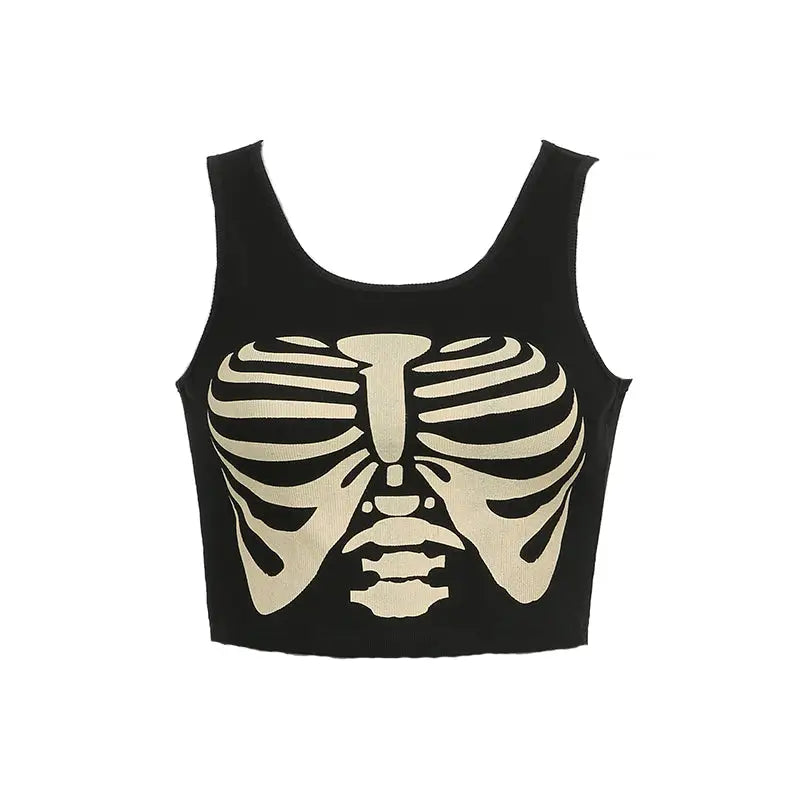 Skeleton Black Gothic Cropped Tank Top