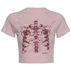 Skeleton Bones Crop Top Short Sleeve