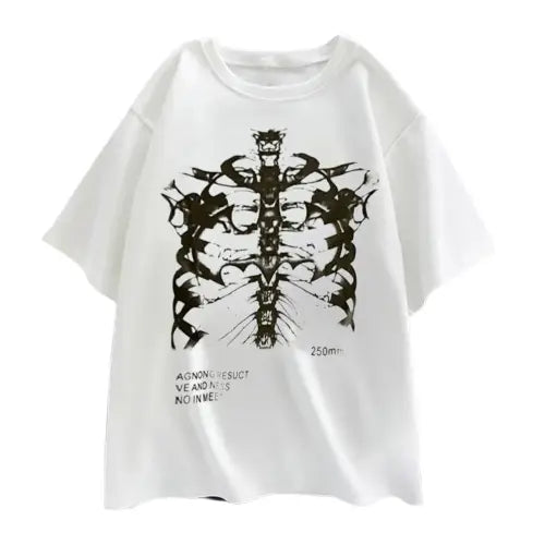 Skeleton Chest Grunge Aesthetic T-shirt - T-shirts