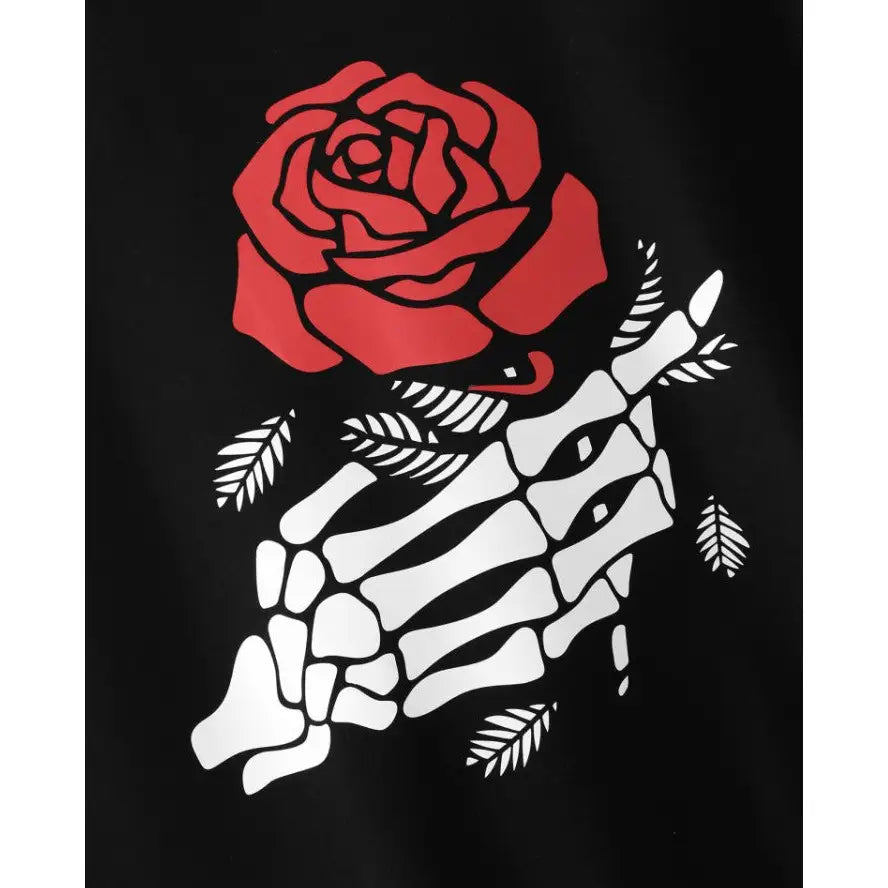 Skeleton Hand and Rose Dark Sweatshirt